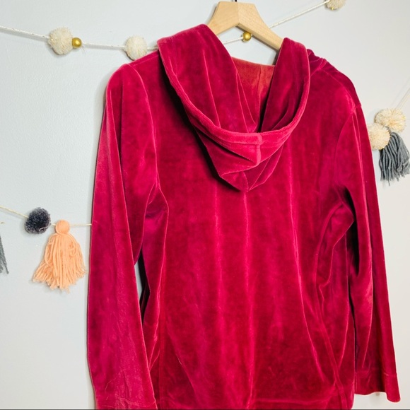 VINTAGE y2k preppy maroon velour sweatshirt zip up hoodie - Picture 9 of 11